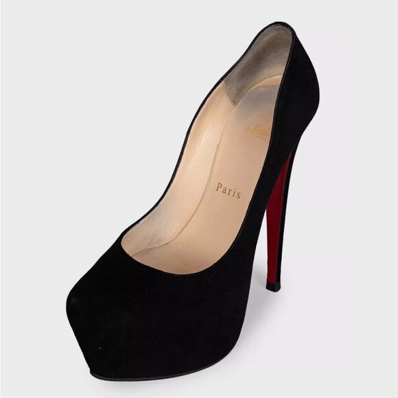 Christian Louboutin Black Suede Platform Pumps Size 37 - Picture 3 of 5